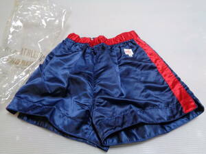 S navy blue × red malta nylon 100% short bread short pants Showa Retro unused little .....