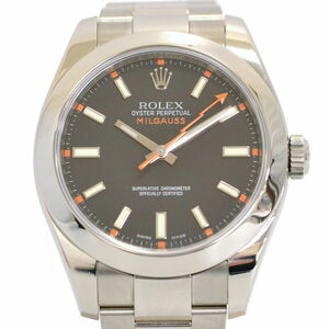 本物 ロレックス ROLEX ミルガウス 腕時計 V番 2008年 AT オートマ 自動巻 ステンレス ブラック文字盤 116400 メンズ