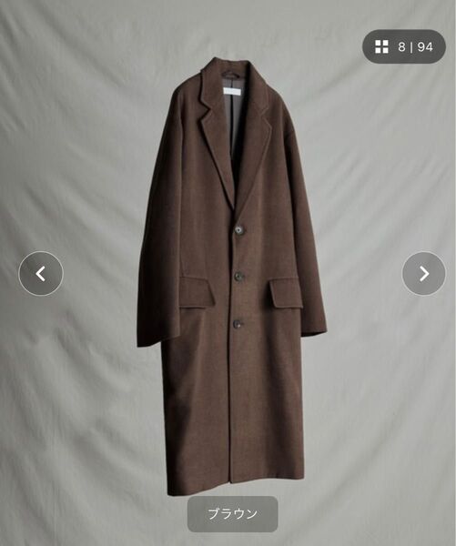 【WYM LIDNM】 【WYM LIDNM】PE MELTON WIDE CHESTER COAT ブラウン mサイズ
