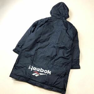 希少 良品 90‘s Reebok リーボック ダウンコート ロングコート メンズ XLサイズ ブラック 黒