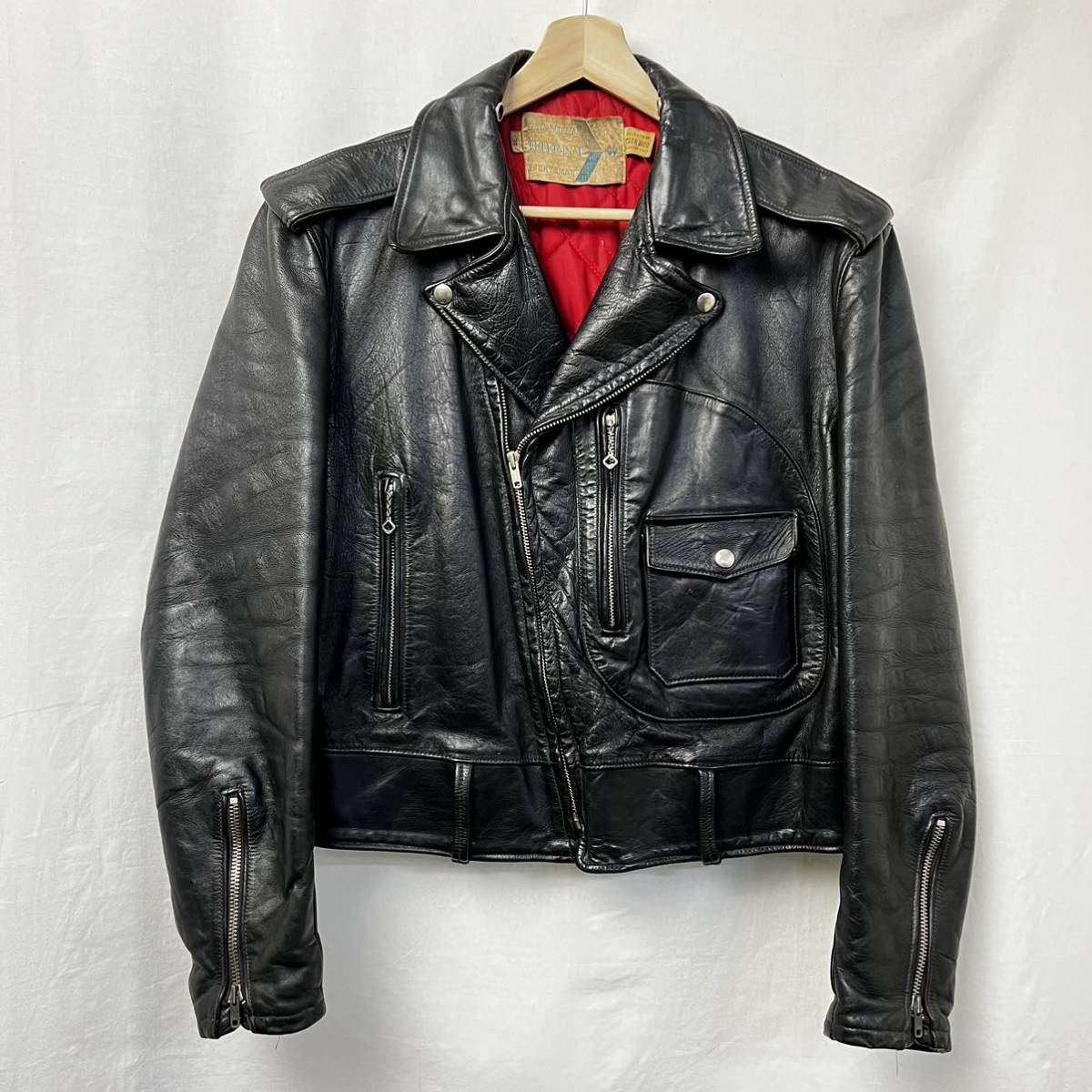 50s60s ビンテージ BRENT レザー ダブル ライダースジャケット Dポケ