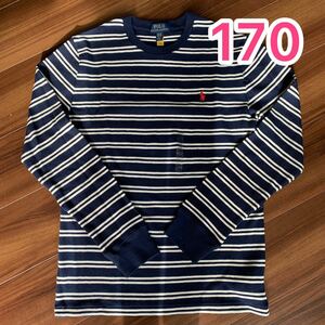 【新品】ラルフローレン RALPHLAUREN ポロ POLO 長袖 トップス 紺x白 170cm