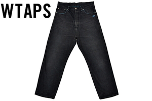 J8002★wtaps denim ダブルタップス ネイバーフッド★名作 日本製 赤耳シンチバック 刺繍 ブラックデニム テーパード ジーンズ S