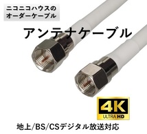 アンテナケーブル 50cm オーダーケーブル ホワイト 2K 4K 8K 地上 BS 110度 CSデジタル放送対応 同軸ケーブル RG6/U 両端F型接栓 テレビ_画像1