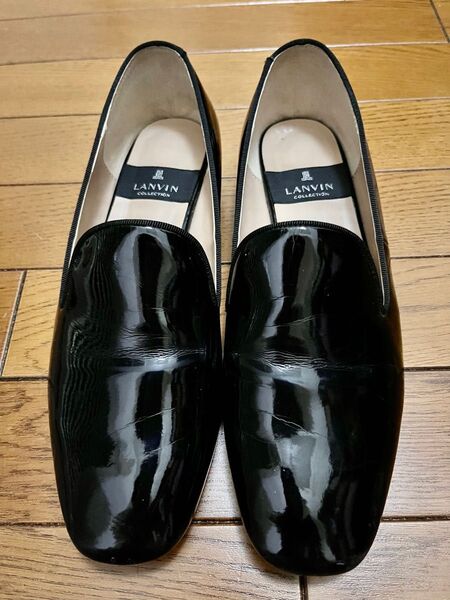レディース 24.5cm エナメルローファー 黒 ブラックランバンコレクション LANBIN COLLECTION 箱なし