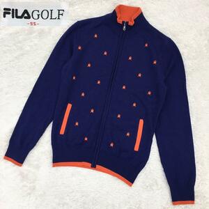 FIRA GOLF フィラゴルフ スポーツ トラックジャケット ニット ウール アクリルブレンド ジップアップ ハートモチーフ刺繍 レディース 95