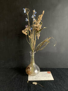フランス 19世紀 型吹き ガラス ボトル 一輪挿し 花瓶 花入れ カラフェ 民藝 骨董 アンティーク