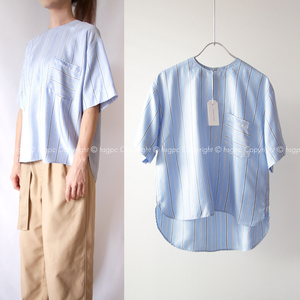 [ regular price 4.3 ten thousand ] new goods Cedric car rulie silk stripe blouse cut and sewn T-shirt tops silk CEDRIC CHARLIER Paris collection 