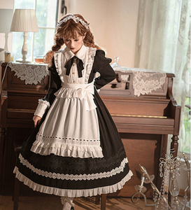  Lolita meido3 point set autumn winter long sleeve cosplay One-piece apron gothic pretty elegant . beauty gorgeous soft skirt volume 