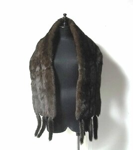 * beautiful goods! mink fur shawl muffler stole real fur 3 ream shawl fringe attaching reversible dark brown total length approximately 150.