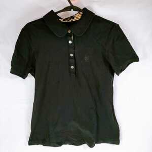 DAKS ダックス 半袖シャツ チェック 刺繍 ブラック サイズ38 無地 半袖 Tシャツ レディース 黒色 
