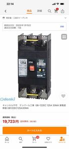 テンパール工業 GB-122EC 125A 30MA 漏電遮断器 GB122EC125A30MA