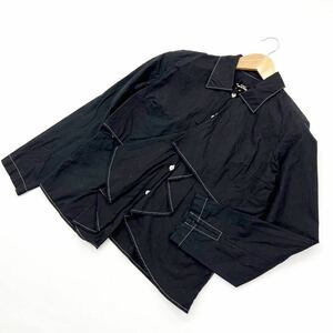 tricot COMME des GARCONS ☆ お家芸のデザイン◎ 変形 長袖 ブラウス シャツ ブラック M モード カラス族 トリコ コムデギャルソン■J199