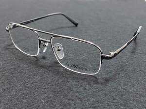 新品 ALLWAYS　メガネ　眼鏡　高級感　上品　ハーフリム　チタン　軽い　シルバー　ツーブリッジ