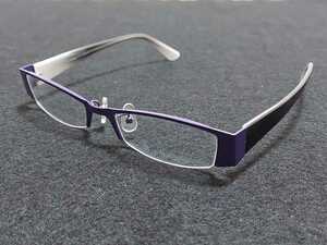 新品 lessthanhumen レスザンヒューマン　メガネ　眼鏡　高級感　上品　ハーフリム　軽い　紫　パープル