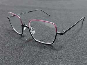 新品 noego ノーエゴ　フランス製　メガネ　眼鏡　高級感　上品　フルリム　軽い　ピンク×黒