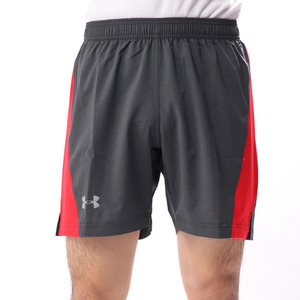 (新品)UNDER ARMOUR アンダーアーマー ショートパンツ メンズ ストレッチウーブンラン7インチショーツ ランニング Lサイズ グレー レッド