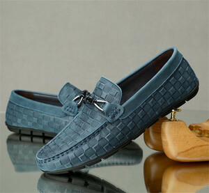  Loafer new goods * men's slip-on shoes gentleman shoes driving shoes casual shoes commuting going to school blue 24cm