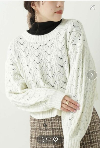 ニットセーター タートルネックセーター トップスRay Cassinモヘアライク透かし編みショートプルオーバー　半額　50%オフ