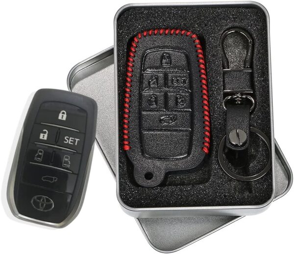 『送料無料』TOYOTA 新型アルファード ヴェルファイア 高級 レザー キーケース キーカバー トヨタ キーホルダー 黒 ブラックA