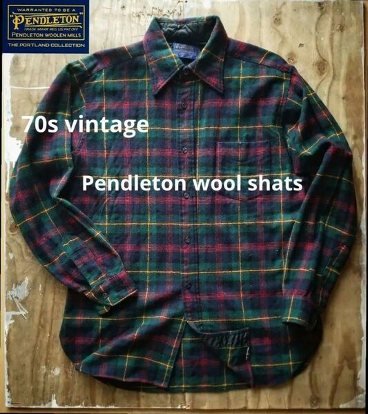 70年代　PENDLETON　ビンテージ ペンドルトン ウールシャツ　usa製 長袖 チェック 厚手