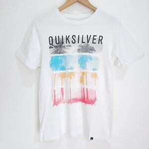 (^w^)b クイックシルバー 半袖 Tシャツ トップス ホワイト Quiksilver ロゴ サーフ サーファー 夏 海 ビーチ 旅行 カジュアル メンズ S