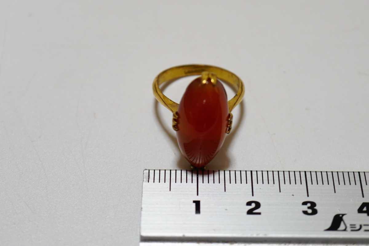 447 昭和品 千本透かし 天然瑪瑙 リング 指輪 約9号 ヴィンテージ