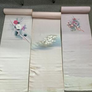 40 未仕立て リメイク 花柄 反物 正絹 着物 の画像1