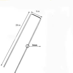Uピン杭 黒丸付 防草シート 固定用 人工芝 おさえピン U字型 農業用ネット 固定 抜けにくい 20cmx4cmx20cm 200本セット