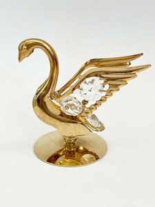 K ★美品★　 Swarovski Crystal 24K Gold Plated　白鳥　A8　スワロフスキー　オーナメント　金メッキ　
