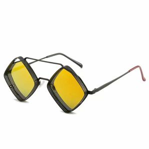 67メガネ眼鏡サングラスレトロ個性的めがねブルーフレームラウンドヴィンテージUV