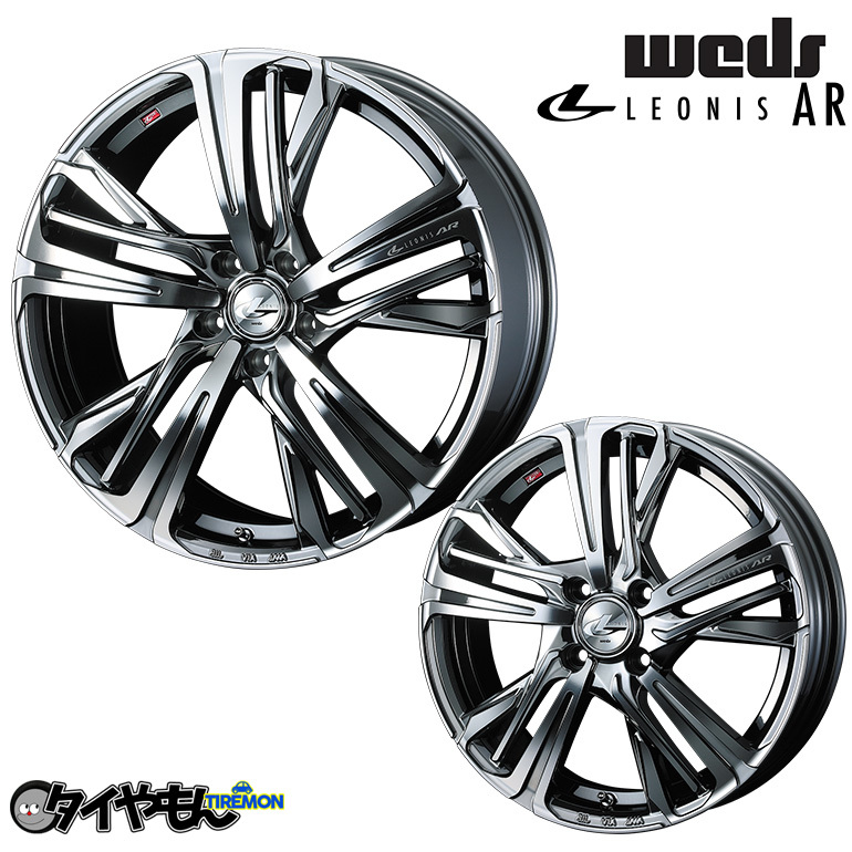 WEDS レオニス AR 18インチ 5H100 7J +47 4本セット ホイール ブラックメタルコート ミラーカット アルミホイール ウェッズ
