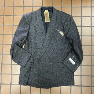 激安新品タグ付き63,000円イタリア高級生地FERLA×BEAU GESTEダブルツイードジャケット　サイズA4 チャコールグレーヘリンボーンドット織柄