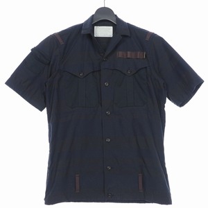 カラー kolor 16SS オープンカラー ミリタリーシャツ 半袖シャツ 2 ネイビー 紺 16SCM-B01108 メンズ