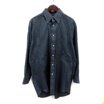 ヒロココシノ HIROKO KOSHINO HOMME ドレスシャツ ワイシャツ ストライプ 長袖 M 黒 ブラック /YI ■MO メンズ_画像1