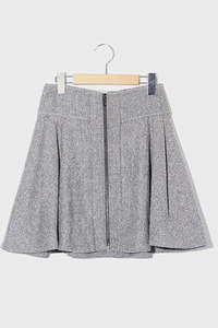 BLUGIRL BLUMARINE ブルーガール ブルマリン ジップ ヘリンボーン フレア ミニスカート 40(I) GRAY グレー 020509317 /◆☆ レディース