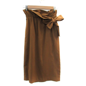  Ined INED flair skirt long height ribbon 7 tea Brown /SM29 lady's 