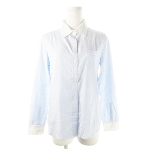 クリアインプレッション CLEAR IMPRESSION シャツ ワイシャツ Yシャツ クレリック 長袖 レギュラー コットン ストライプ 2 青 ブルー