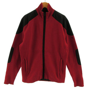 ビクトリノックス VICTORINOX ジャケット スタンドカラー 切替え エルボーパッチ ロゴ刺繍 レッド 赤 ブラック 黒 M メンズ