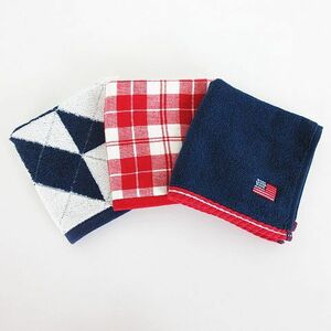 未使用品 ラルフローレン RALPH LAUREN ハンカチ ハンドタオル まとめ 3点セット 小物 ネイビー・レッド ※KM メンズ レディース