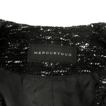 マーキュリーデュオ MERCURYDUO ジャケット ノーカラー ツイード フリンジ ウール混 ブラック 黒 ホワイト 白 ブルーグレー F_画像8