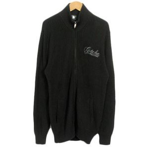  unused goods Gotcha GOTCHA jacket knitted Zip up . braided cotton L black black men's 