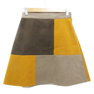  Ray Beams Ray Beams flair skirt knee height suede style switch multicolor 0 tea beige Brown /FF48 lady's 