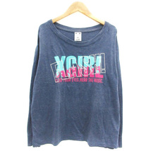 エックスガール x-girl Tシャツ カットソー 長袖 ラウンドネック プリント 2 ネイビー 紺 /YM13 レディース_画像1