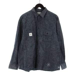 ユニフォームエクスペリメント uniform experiment 21SS BIG WORK SHIRT ビッグ ワーク シャツ 長袖 ロゴ ポケット UE-210018 コットン ネ