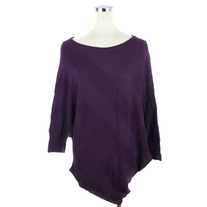  Indivi INDIVI knitted sweater long sleeve crew neck deformation asimeto Lee thin plain 38 purple purple tops /PI lady's 