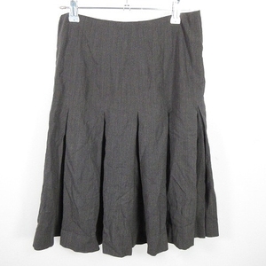  Ralph Lauren RALPH LAUREN skirt pleat knee height side fastener wool thin plain 7i gray bottoms /PI lady's 