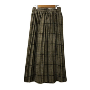  Olive des Olive OLIVE des OLIVE skirt pleat flair long Glenn check M tea navy blue Brown navy lady's 