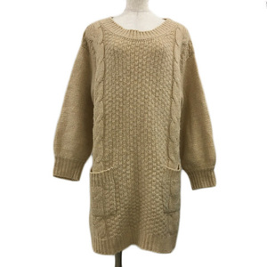 Jill Stuart JILL STUART sweater tunic knitted pull over boat neck plain moheya. long sleeve 2 beige tea Brown 