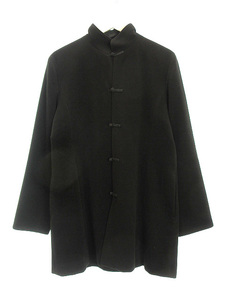  Jurgen Lehl JURGEN LEHL wool Anne gola coat L black black tea ina button lining silk outer garment jacket outer lady's 